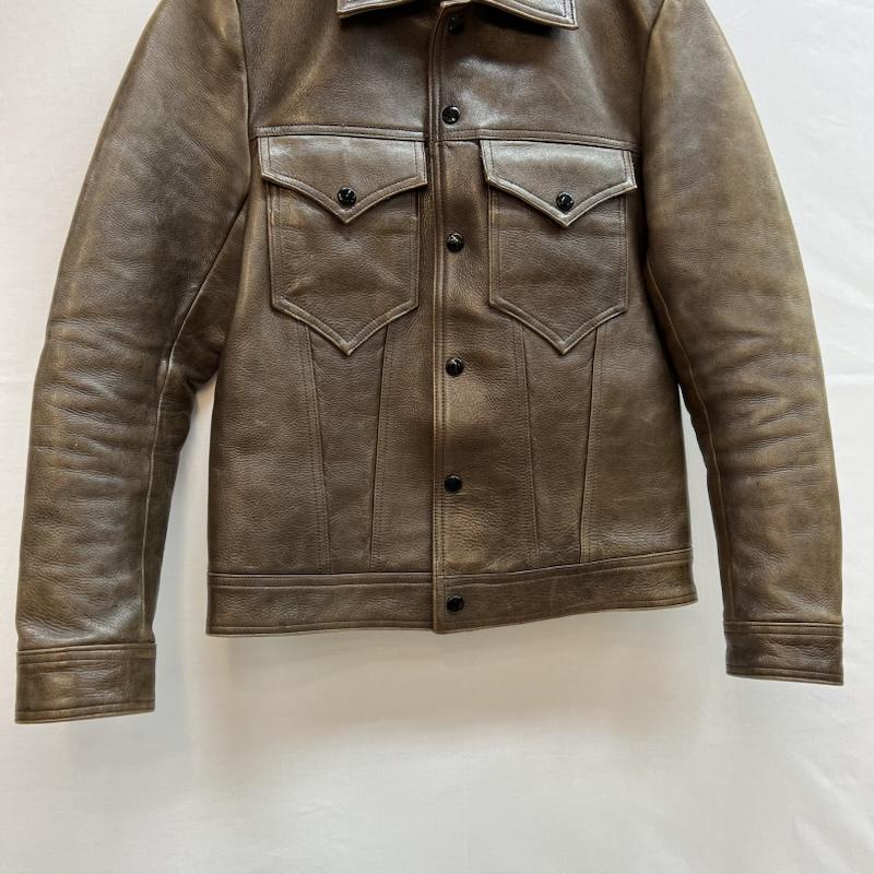 パーマネント PERMANENTE ジャケット、上着 レザージャケット Kickers キップ レザー ジャケット size32 - 茶 / ブラウン / brown メンズ USED 古着 中古 50146209