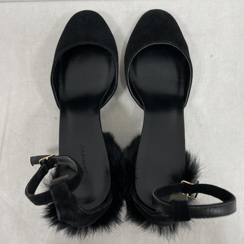 ジルスチュアート JILLSTUART サンダル サンダル ファー ヒール サンダル チャンキー ストラップ スウェード 23.0cm 無地 黒 / ブラック / black レディース USED 古着 中古 50146210
