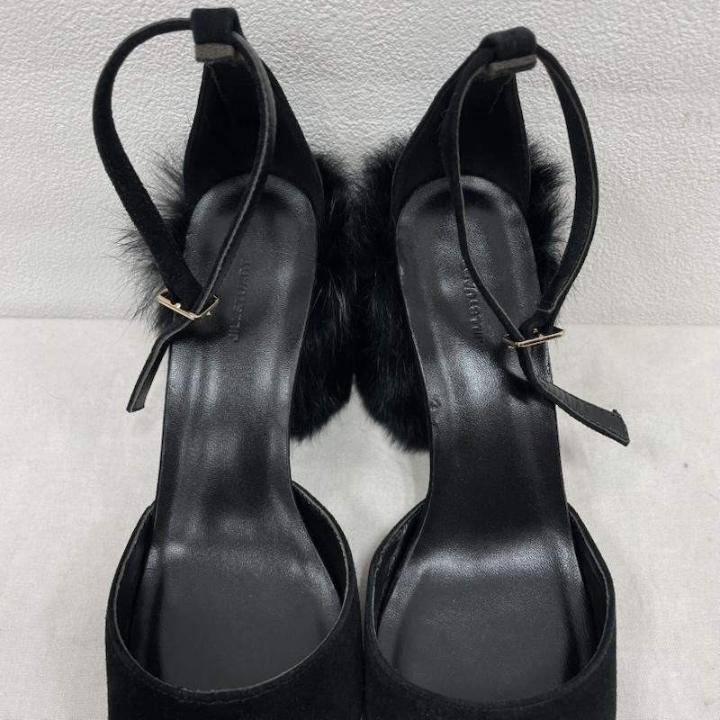 ジルスチュアート JILLSTUART サンダル サンダル ファー ヒール サンダル チャンキー ストラップ スウェード 23.0cm 無地 黒 / ブラック / black レディース USED 古着 中古 50146210