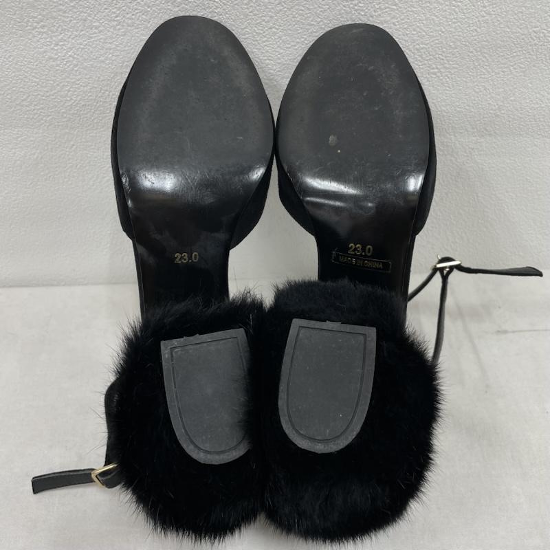 ジルスチュアート JILLSTUART サンダル サンダル ファー ヒール サンダル チャンキー ストラップ スウェード 23.0cm 無地 黒 / ブラック / black レディース USED 古着 中古 50146210