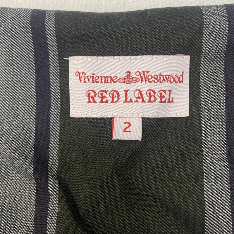 ヴィヴィアン ウエストウッド レッドレーベル Vivienne Westwood red label ワンピース ひざ丈スカート ストライプ 切り返し変形ワンピース グリーン×グレー SIZE:2 2 ストライプ 灰 / グレー / gray X 緑 / グリーン / green レディース USED 古着 中古 50146251