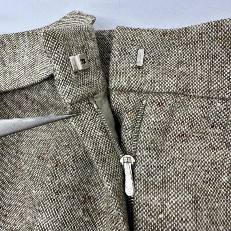 ルイヴィトン LOUIS VUITTON パンツ スラックス フランス製 ウール ツイード スラックス パンツ ベルト付 34 ベージュ / ベージュ / beige レディース USED 古着 中古 50146274