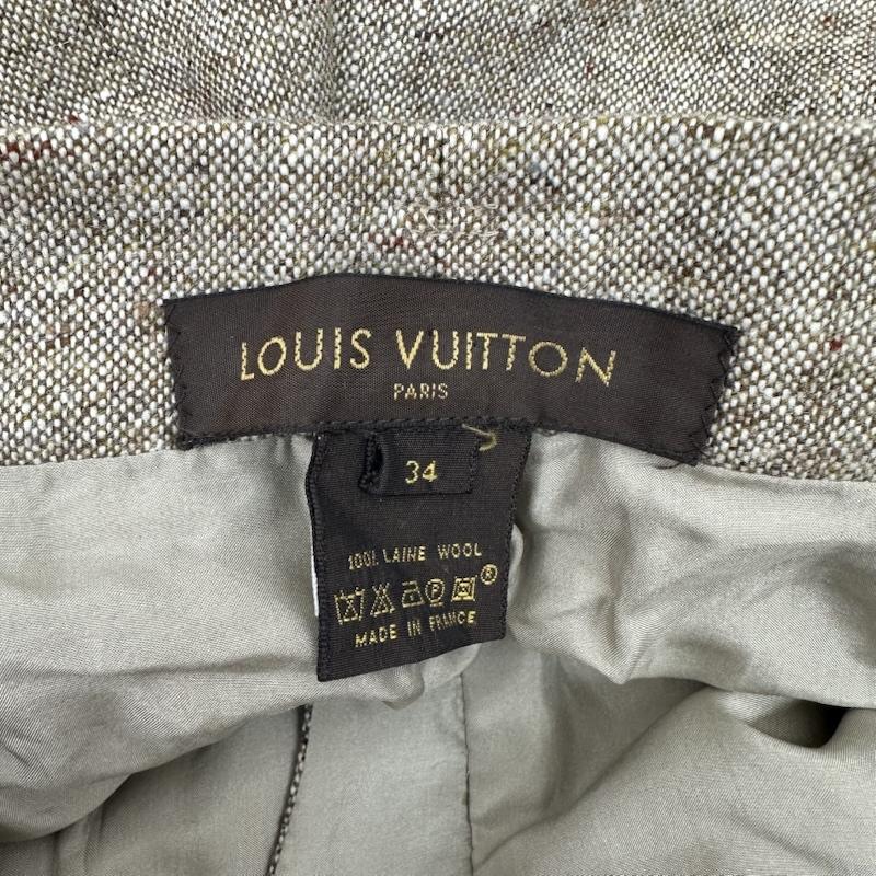 ルイヴィトン LOUIS VUITTON パンツ スラックス フランス製 ウール ツイード スラックス パンツ ベルト付 34 ベージュ / ベージュ / beige レディース USED 古着 中古 50146274