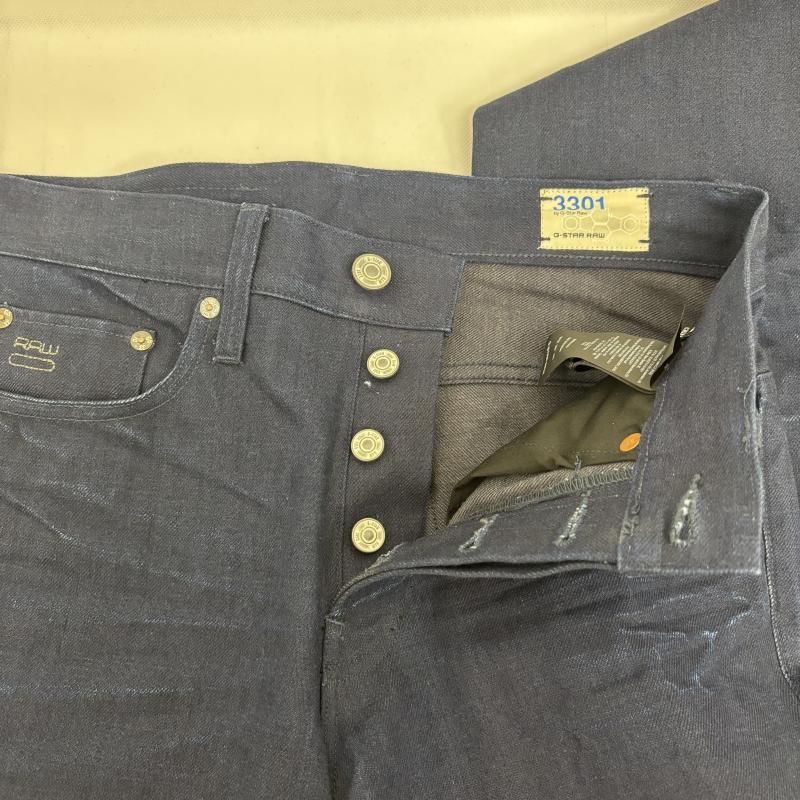 ジースターロゥ G-STAR RAW パンツ デニム、ジーンズ ストレートデニム 3301 ダークブルー 28インチ メンズ USED 古着 中古 50146312