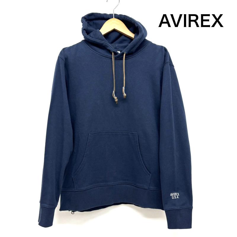 アヴィレックス AVIREX パーカー 長袖 パーカー REMAKE PULLOVER PARKA リメイク プルオーバー 上野商会 M 紺 / ネイビー / navy メンズ USED 古着 中古 50146326