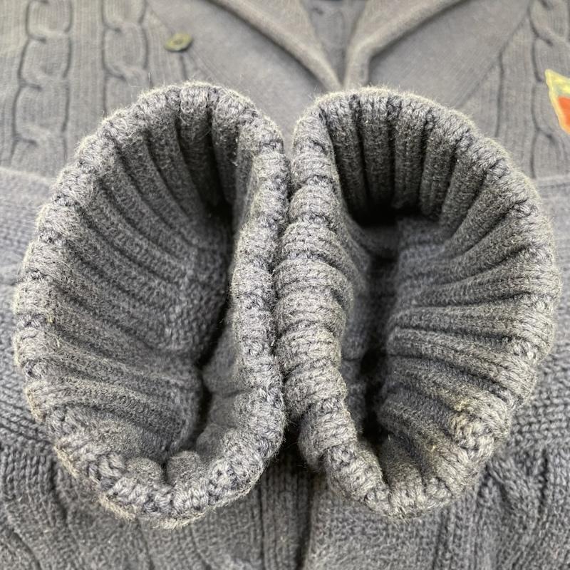 ポロジーンズカンパニー POLO JEANS COMPANY カーディガン 長袖 ケーブル編み ショール カーディガン ニット セーター ロゴ エンブレム 刺繍 カシミヤ混 M ロゴ、文字 X 刺繍 紺 / ネイビー / navy メンズ USED 古着 中古 50146332