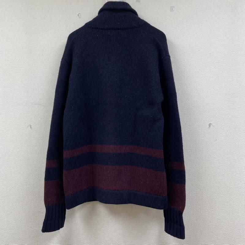 ポロバイラルフローレン Polo by RALPH LAUREN カーディガン 長袖 ショールカラー ニット カーディガン セーター ウール100% くるみボタン L ボーダー柄 紺 / ネイビー / navy X えんじ / ワインレッド / dark red メンズ USED 古着 中古 50146333