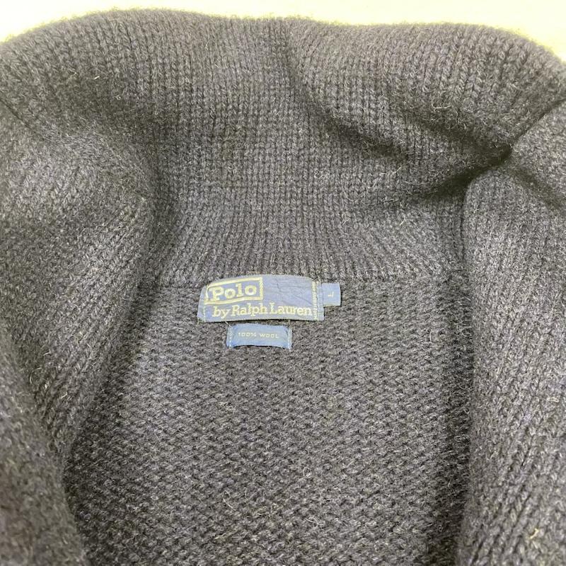 ポロバイラルフローレン Polo by RALPH LAUREN カーディガン 長袖 ショールカラー ニット カーディガン セーター ウール100% くるみボタン L ボーダー柄 紺 / ネイビー / navy X えんじ / ワインレッド / dark red メンズ USED 古着 中古 50146333