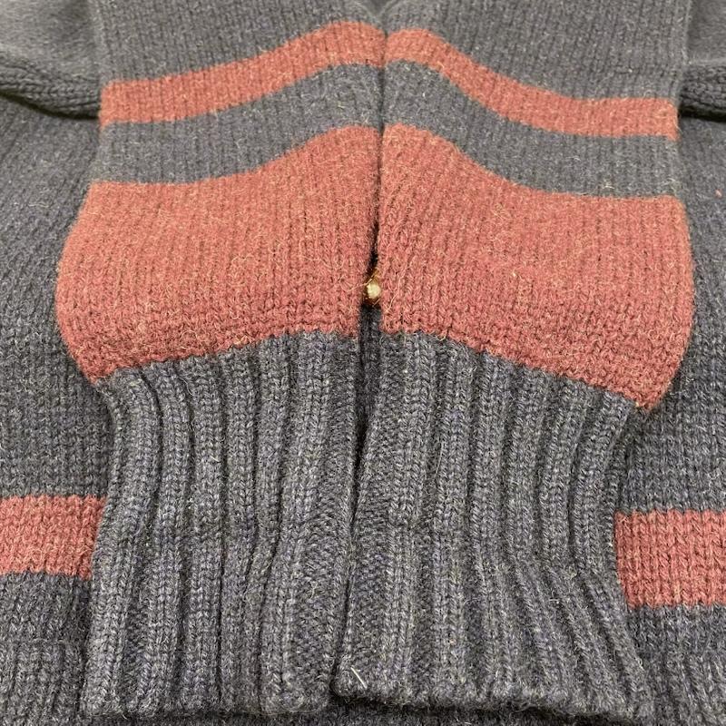 ポロバイラルフローレン Polo by RALPH LAUREN カーディガン 長袖 ショールカラー ニット カーディガン セーター ウール100% くるみボタン L ボーダー柄 紺 / ネイビー / navy X えんじ / ワインレッド / dark red メンズ USED 古着 中古 50146333