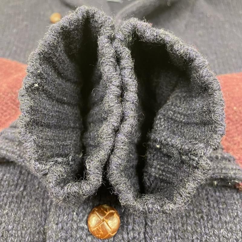 ポロバイラルフローレン Polo by RALPH LAUREN カーディガン 長袖 ショールカラー ニット カーディガン セーター ウール100% くるみボタン L ボーダー柄 紺 / ネイビー / navy X えんじ / ワインレッド / dark red メンズ USED 古着 中古 50146333