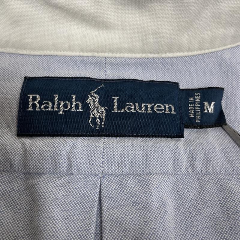 ラルフローレン RALPHLAUREN シャツ、ブラウス 長袖 90s ボタンダウン 長袖 クレリックシャツ ブラウス テニスクラブ 刺繍 M ロゴ、文字 X  X 刺繍 水色 / ライトブルー / X 白 / ホワイト / white メンズ USED 古着 中古 50146338