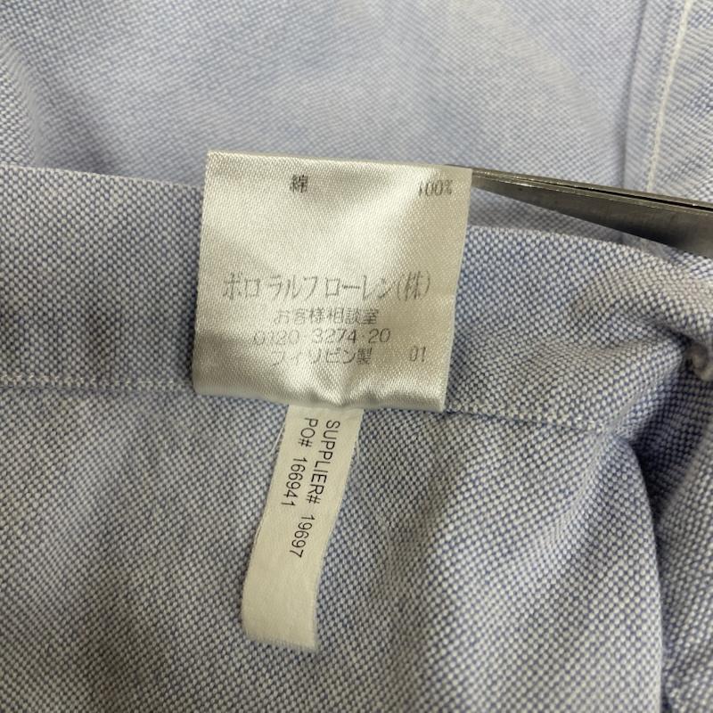 ラルフローレン RALPHLAUREN シャツ、ブラウス 長袖 90s ボタンダウン 長袖 クレリックシャツ ブラウス テニスクラブ 刺繍 M ロゴ、文字 X  X 刺繍 水色 / ライトブルー / X 白 / ホワイト / white メンズ USED 古着 中古 50146338