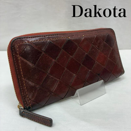 ダコタ Dakota 財布 長財布 編み込み レザー ラウンドファスナー ロゴ型押し 長財布 - 茶 / ブラウン / brown レディース USED 古着 中古 50146361