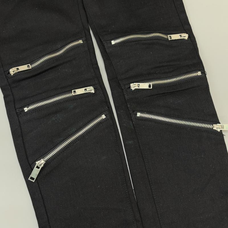 古着 USED パンツ デニム、ジーンズ SEANA シーナ ジップ ギミック ストレッチ ブラック デニム スキニー パンツ Y2K パンク L 黒 / ブラック / black メンズ USED 古着 中古 50146420