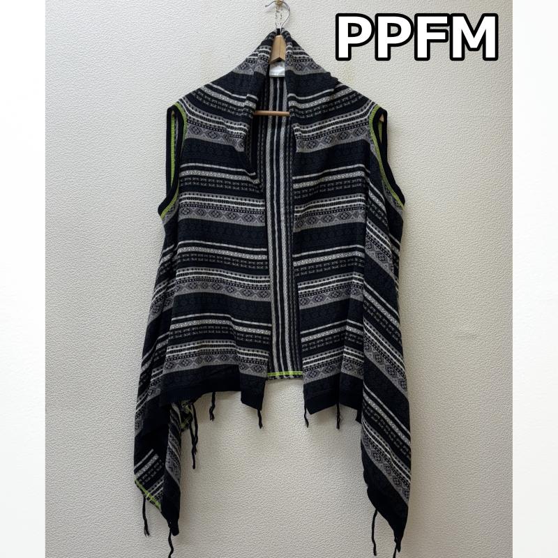ピーピーエフエム PPFM ベスト ベスト ノースリーブ ネイティブ ボーダー ニット ポンチョ フリンジ アーカイブ FREE ネイティブ柄 X ボーダー柄 マルチカラー / マルチカラー / multicolor メンズ USED 古着 中古 50146424