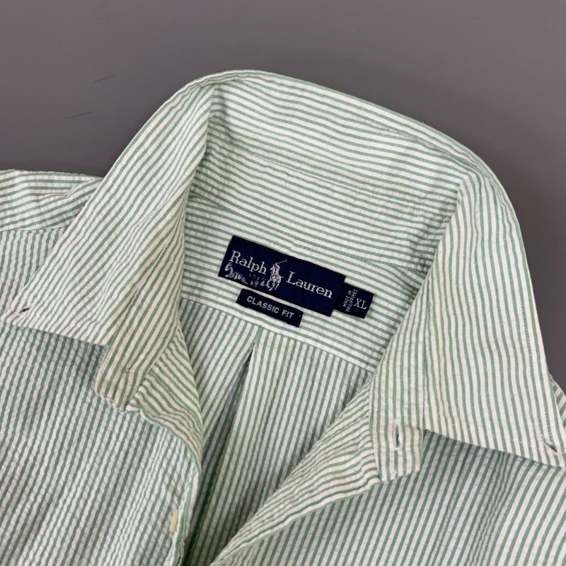 ラルフローレン RALPHLAUREN シャツ、ブラウス 長袖 90s CLASSIC FIT シアサッカー ストライプ ポニー 刺繍 ボタンダウン シャツ XL ストライプ X ロゴ、文字 X 刺繍 メンズ USED 古着 中古 50146441