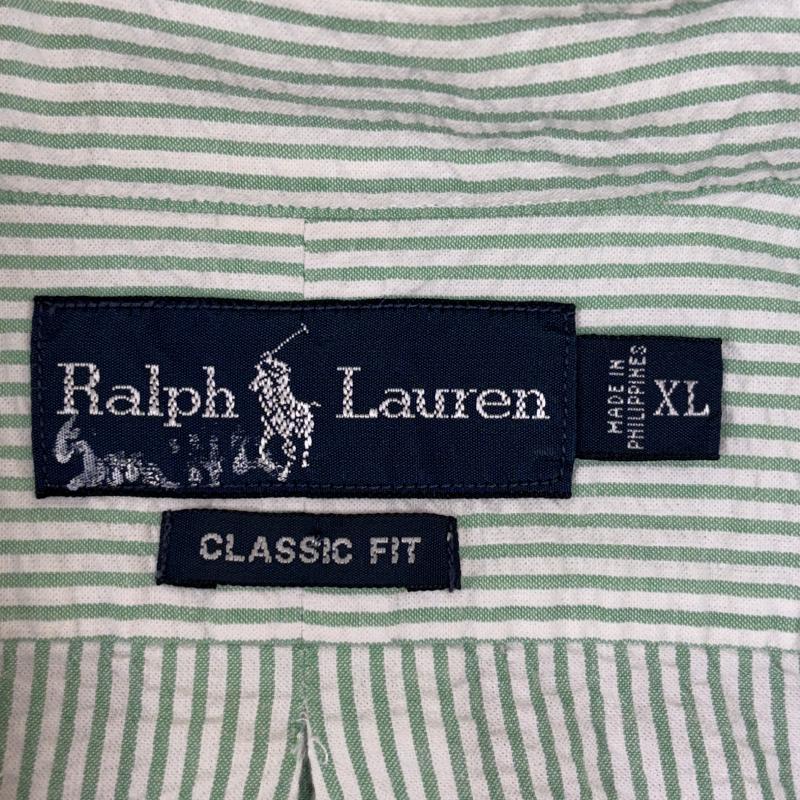 ラルフローレン RALPHLAUREN シャツ、ブラウス 長袖 90s CLASSIC FIT シアサッカー ストライプ ポニー 刺繍 ボタンダウン シャツ XL ストライプ X ロゴ、文字 X 刺繍 メンズ USED 古着 中古 50146441