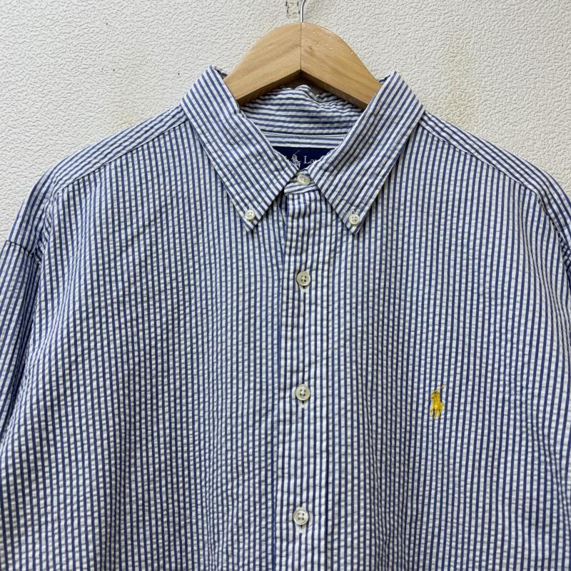 ラルフローレン RALPHLAUREN シャツ、ブラウス 長袖 90s CLASSIC FIT シアサッカー ストライプ ポニー 刺繍 ボタンダウン シャツ XXL ストライプ X ワンポイント X ロゴ、文字 X 刺繍 メンズ USED 古着 中古 50146442