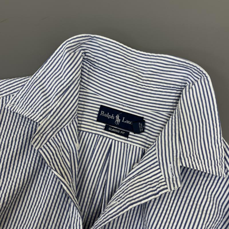 ラルフローレン RALPHLAUREN シャツ、ブラウス 長袖 90s CLASSIC FIT シアサッカー ストライプ ポニー 刺繍 ボタンダウン シャツ XXL ストライプ X ワンポイント X ロゴ、文字 X 刺繍 メンズ USED 古着 中古 50146442