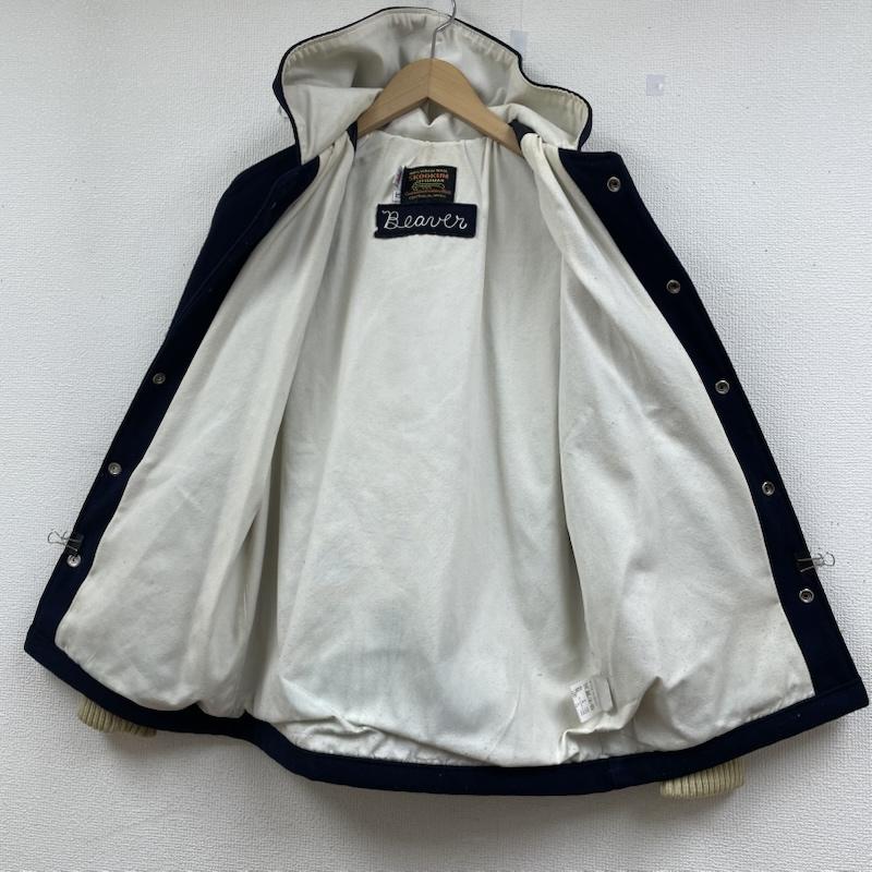 スクーカム SKOOKUM ジャケット、上着 ジャンパー、ブルゾン BEAVER HOODED SUR COAT フーディ― スタジアム ジャケット 39257 サイズ32 - ロゴ、文字 X 刺繍 紺 / ネイビー / navy メンズ USED 古着 中古 50146506