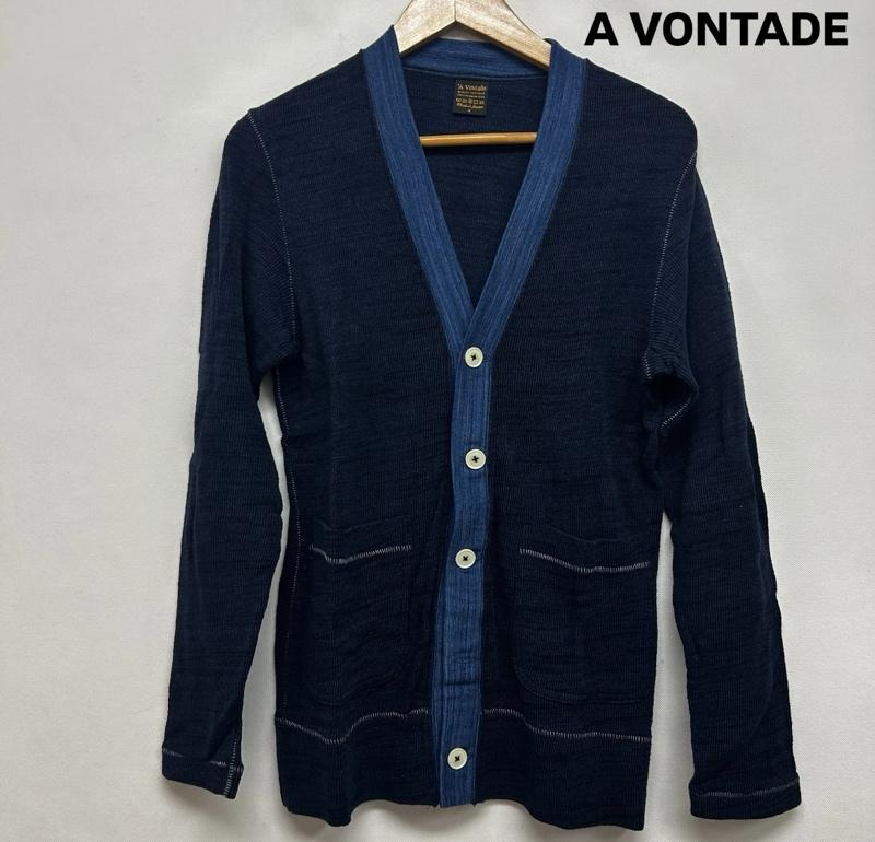 アボンタージ A VONTADE カーディガン 長袖 カーディガン スプリング マルチポケット M 無地 紺 / ネイビー / navy メンズ USED 古着 中古 50146519