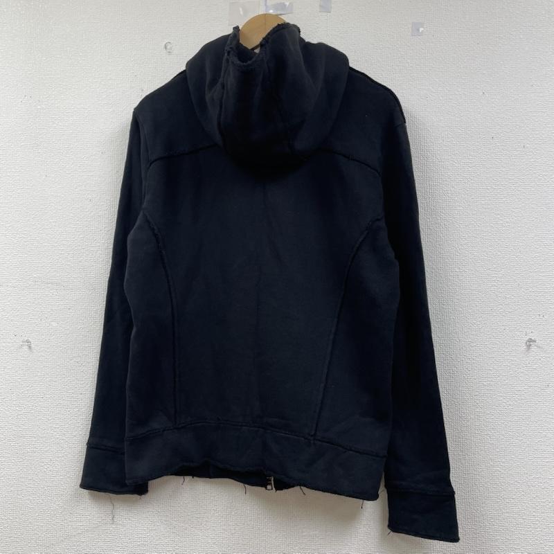 ダヴルジェイケイ wjk パーカー 長袖 2066 raglan parka heavy jersey ヘビージャージー スウェット パーカー ダメージ加工 ririジッパー M ダメージ加工 X 無地 黒 / ブラック / black メンズ USED 古着 中古 50146553