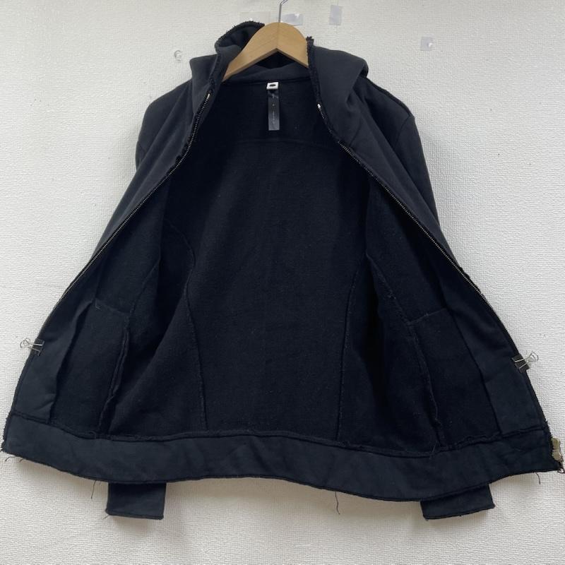 ダヴルジェイケイ wjk パーカー 長袖 2066 raglan parka heavy jersey ヘビージャージー スウェット パーカー ダメージ加工 ririジッパー M ダメージ加工 X 無地 黒 / ブラック / black メンズ USED 古着 中古 50146553