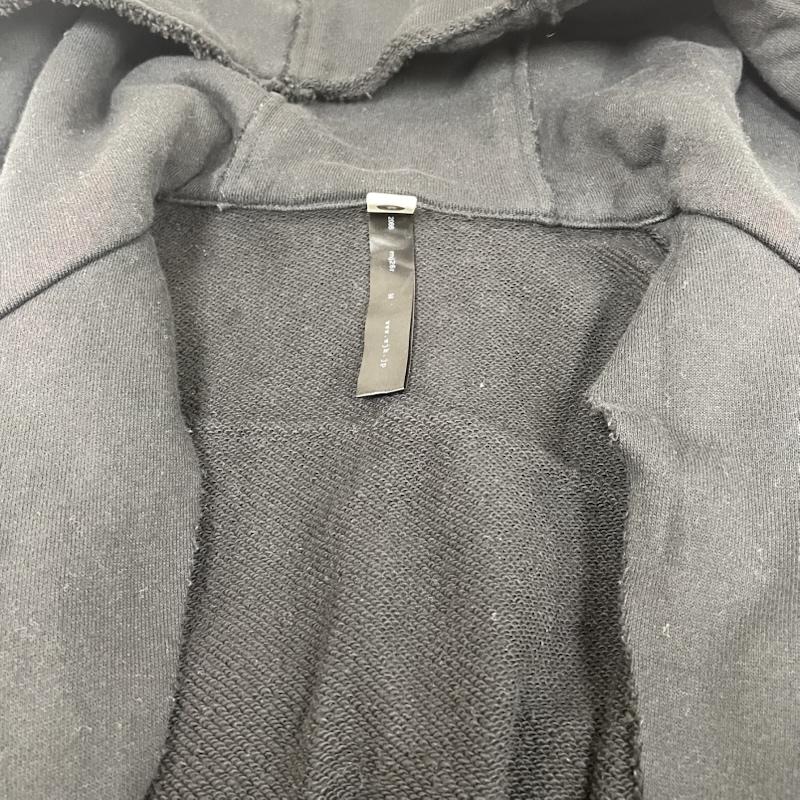ダヴルジェイケイ wjk パーカー 長袖 2066 raglan parka heavy jersey ヘビージャージー スウェット パーカー ダメージ加工 ririジッパー M ダメージ加工 X 無地 黒 / ブラック / black メンズ USED 古着 中古 50146553