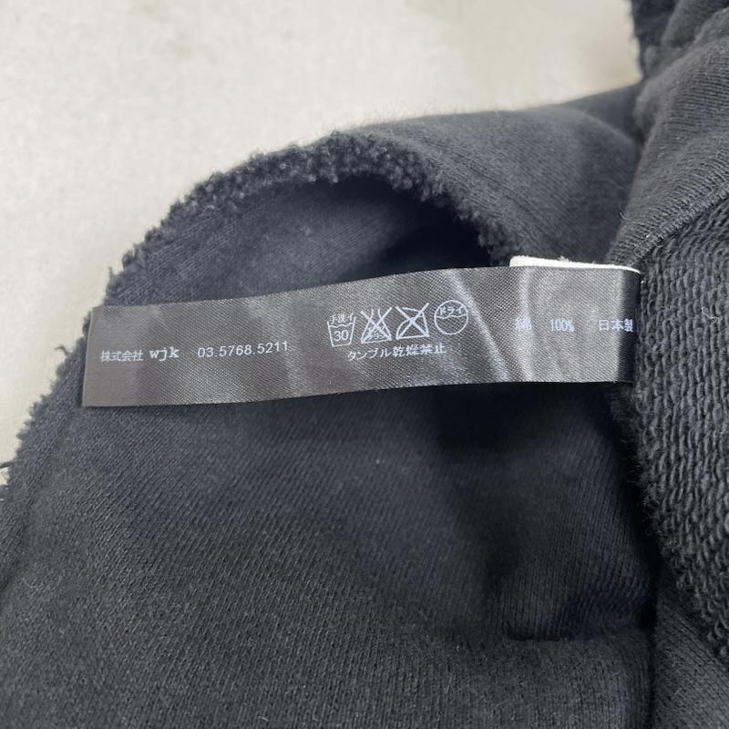 ダヴルジェイケイ wjk パーカー 長袖 2066 raglan parka heavy jersey ヘビージャージー スウェット パーカー ダメージ加工 ririジッパー M ダメージ加工 X 無地 黒 / ブラック / black メンズ USED 古着 中古 50146553