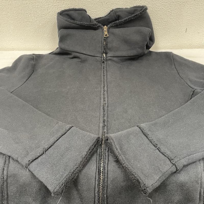 ダヴルジェイケイ wjk パーカー 長袖 2066 raglan parka heavy jersey ヘビージャージー スウェット パーカー ダメージ加工 ririジッパー M ダメージ加工 X 無地 黒 / ブラック / black メンズ USED 古着 中古 50146553