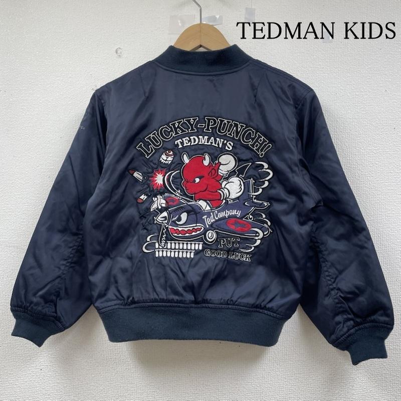 テッドマン TEDMAN ジャケット、上着 ジャンパー、ブルゾン キッズ MA-1 フライト ジャケット フルジップアップ ロゴ 刺繍 ワッペン パッチ ラッキーパンチ 子供服 L ロゴ、文字 X キャラクター X 刺繍 紺 / ネイビー / navy ボーイズ USED 古着 中古 50146554