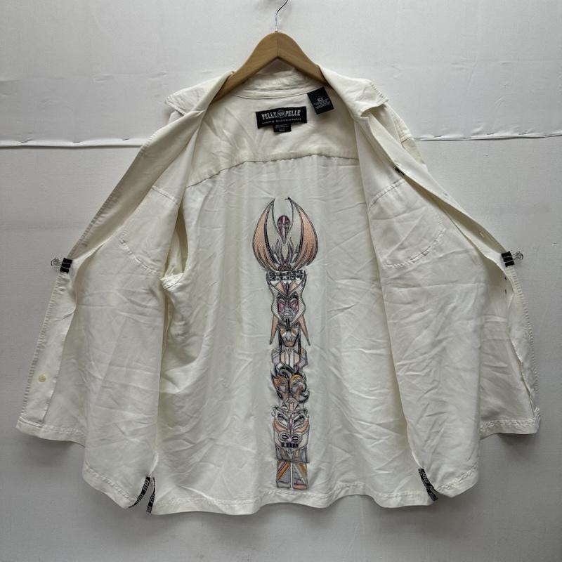 ペレペレ PELLEPELLE シャツ、ブラウス 半袖 00s トーテムポール 刺繍 レーヨン 開襟 半袖 シャツ L 白 / ホワイト / white メンズ USED 古着 中古 50146620