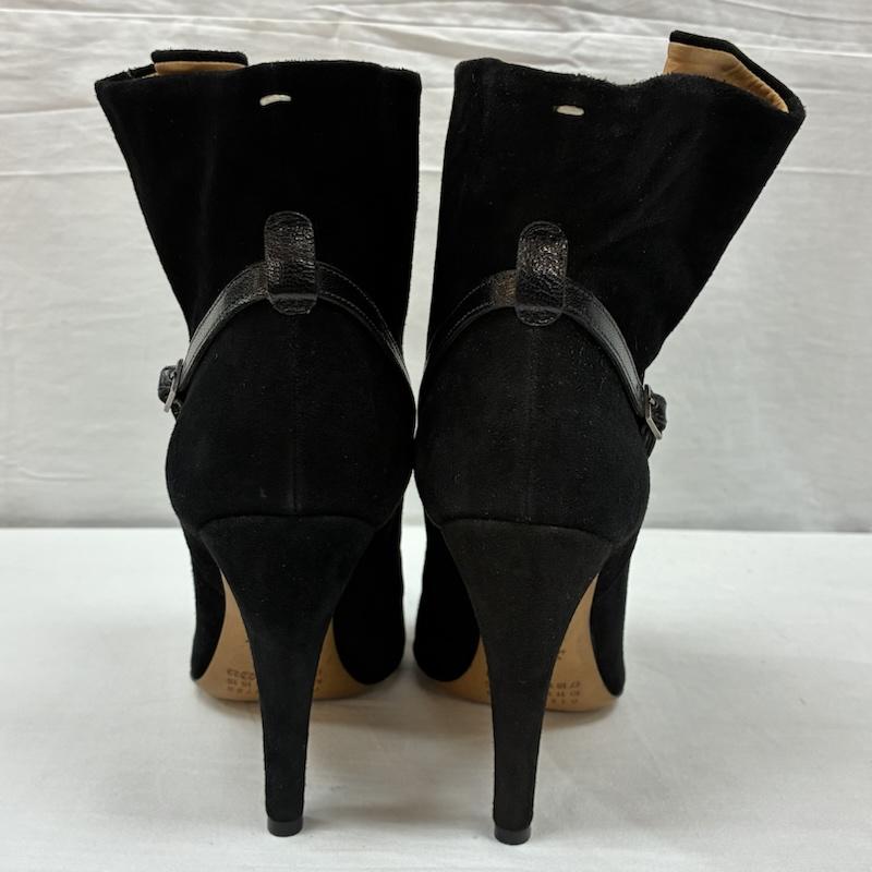 メゾン マルジェラ Maison Margiela ブーツ ショートブーツ レザー スエード 切替 ベルト ストラップ ハイヒール ショート ブーツ 37 - 黒 / ブラック / black レディース USED 古着 中古 50146641