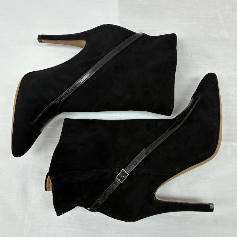 メゾン マルジェラ Maison Margiela ブーツ ショートブーツ レザー スエード 切替 ベルト ストラップ ハイヒール ショート ブーツ 37 - 黒 / ブラック / black レディース USED 古着 中古 50146641