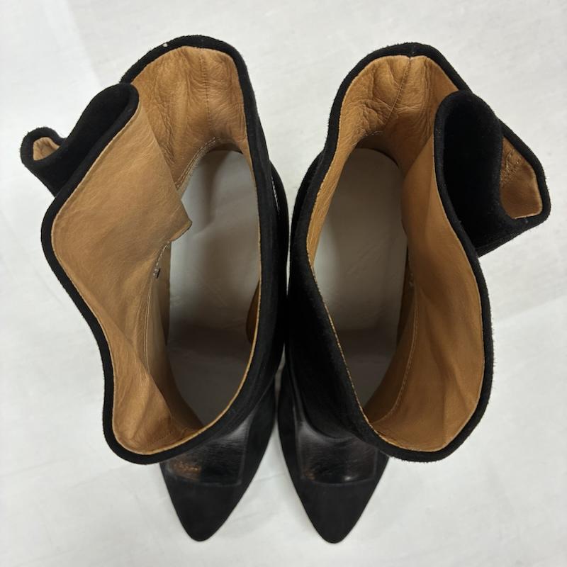 メゾン マルジェラ Maison Margiela ブーツ ショートブーツ レザー スエード 切替 ベルト ストラップ ハイヒール ショート ブーツ 37 - 黒 / ブラック / black レディース USED 古着 中古 50146641