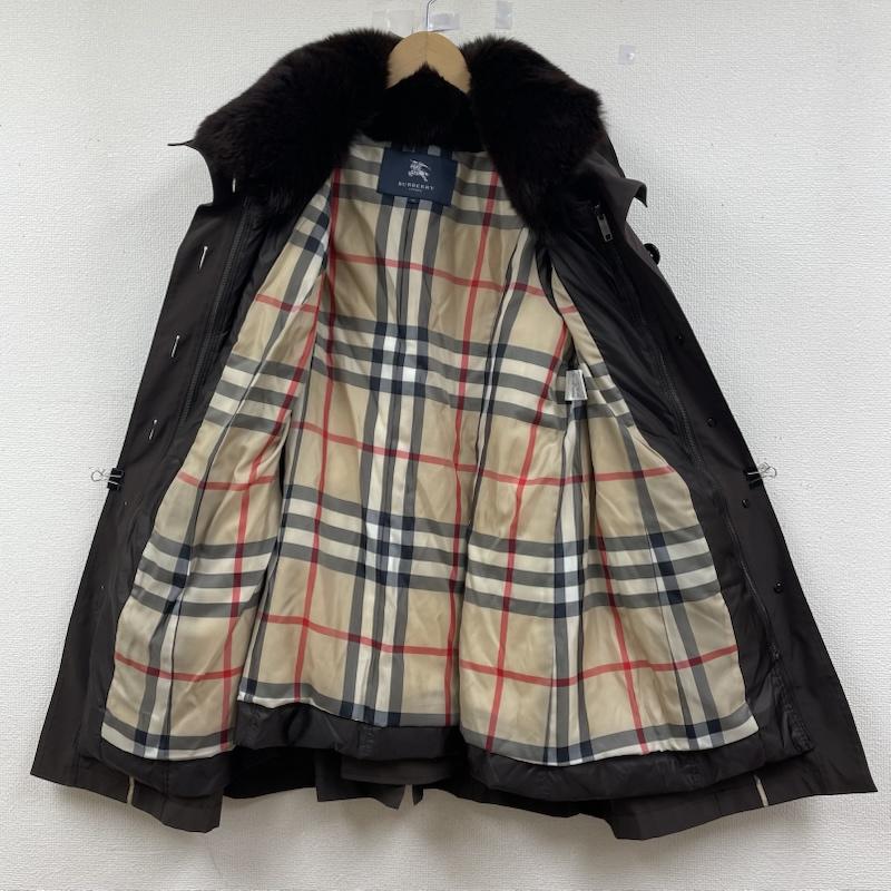 バーバリーロンドン Burberry London コート コート一般 トレンチコート ダウンライナー ノバチェック 3WAY フォックスファー B2A23-661-58 46 無地 X チェック ダークブラウン / ダークブラウン / レディース USED 古着 中古 50146659