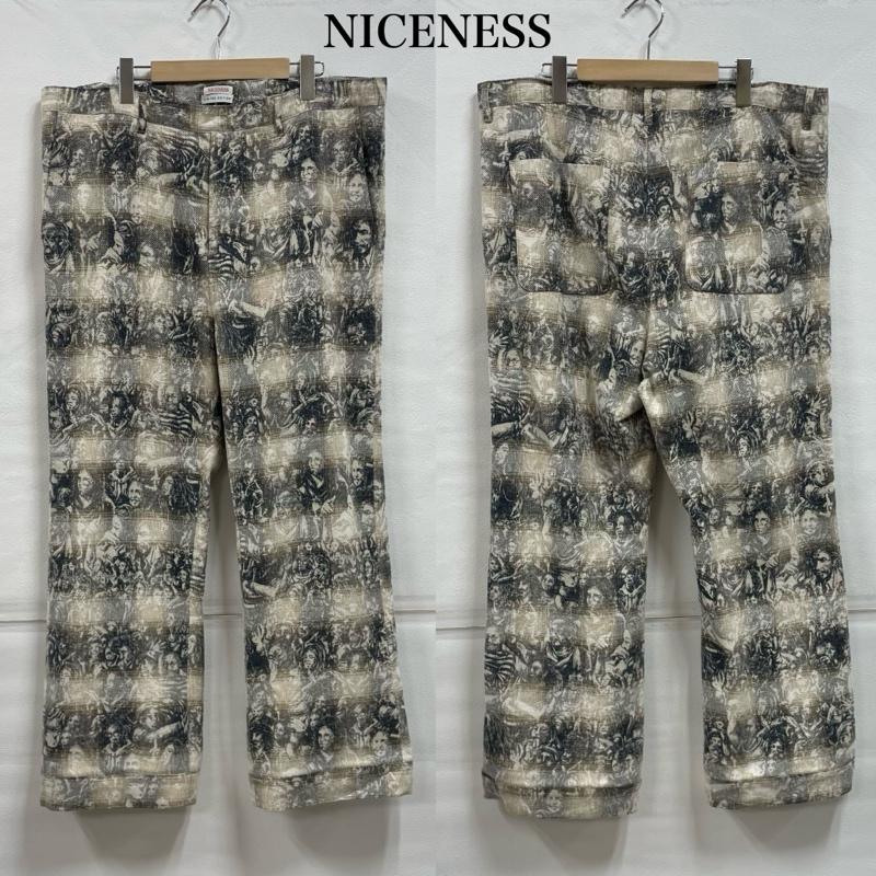 古着 USED パンツ ワークパンツ、ペインターパンツ NICENESS ナイスネス 24AW WOLMAN パジャマ パンツ チェック グラフィック ツイード ヴィンテージ加工 M 総柄 ナチュラル / ナチュラル / X ベージュ / ベージュ / beige X 紺 / ネイビー / navy メンズ USED 古着 中古 50146736