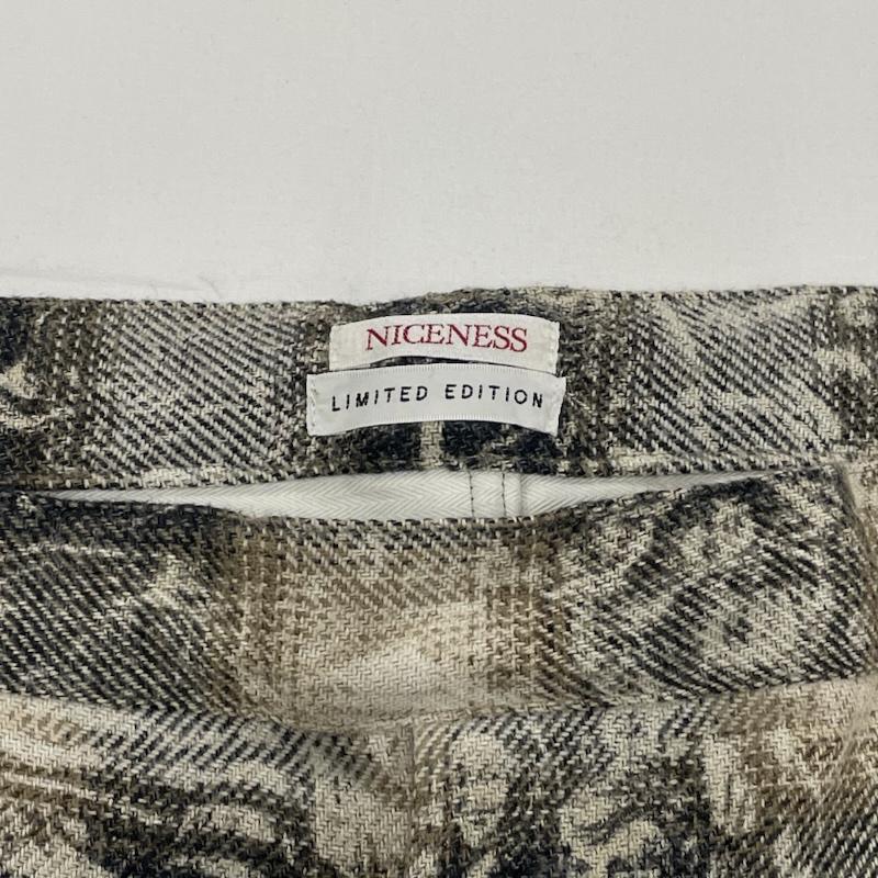 古着 USED パンツ ワークパンツ、ペインターパンツ NICENESS ナイスネス 24AW WOLMAN パジャマ パンツ チェック グラフィック ツイード ヴィンテージ加工 M 総柄 ナチュラル / ナチュラル / X ベージュ / ベージュ / beige X 紺 / ネイビー / navy メンズ USED 古着 中古 50146736