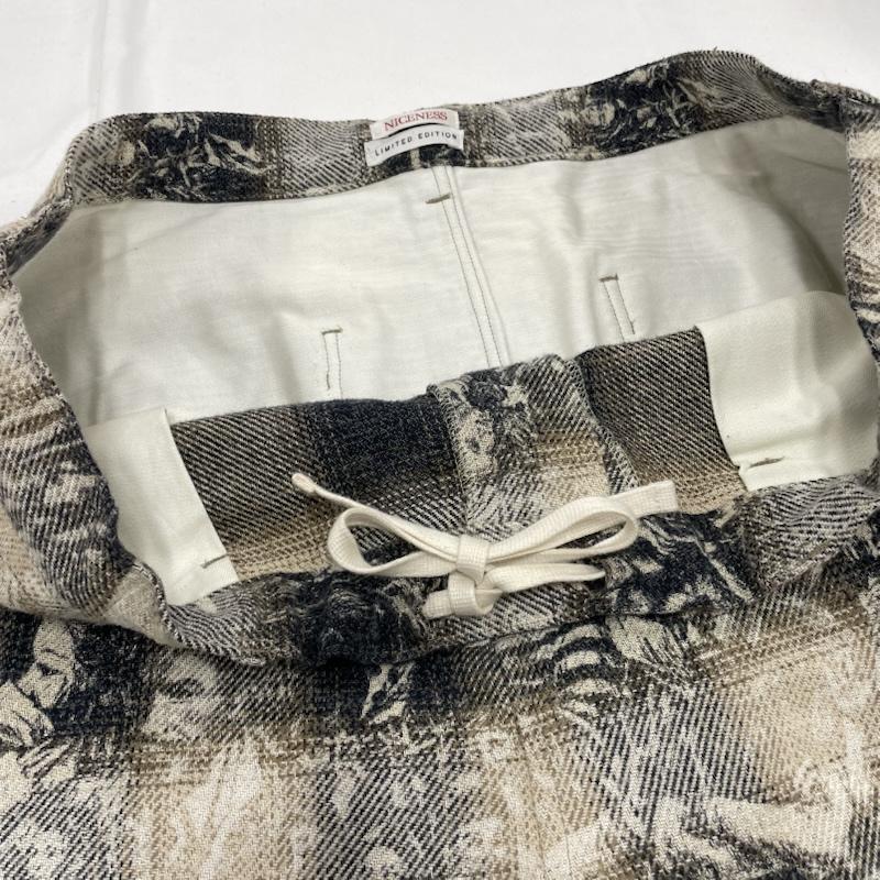 古着 USED パンツ ワークパンツ、ペインターパンツ NICENESS ナイスネス 24AW WOLMAN パジャマ パンツ チェック グラフィック ツイード ヴィンテージ加工 M 総柄 ナチュラル / ナチュラル / X ベージュ / ベージュ / beige X 紺 / ネイビー / navy メンズ USED 古着 中古 50146736