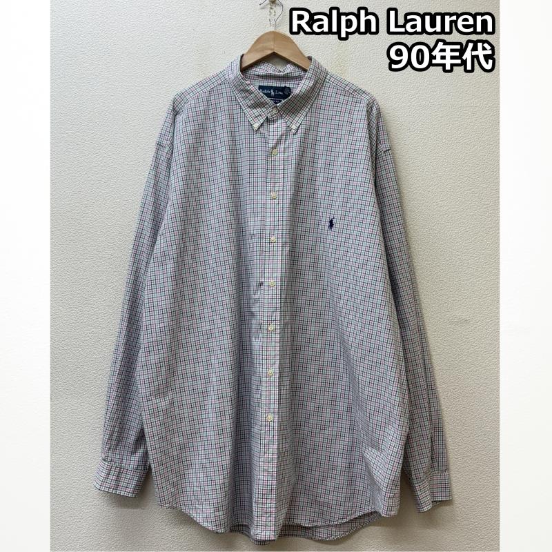 ラルフローレン RALPHLAUREN シャツ、ブラウス 長袖 90年代 ビンテージ CLASSIC FIT ビッグサイズ チェック柄 コットン ボタンダウン シャツ 90s - メンズ USED 古着 中古 50146755