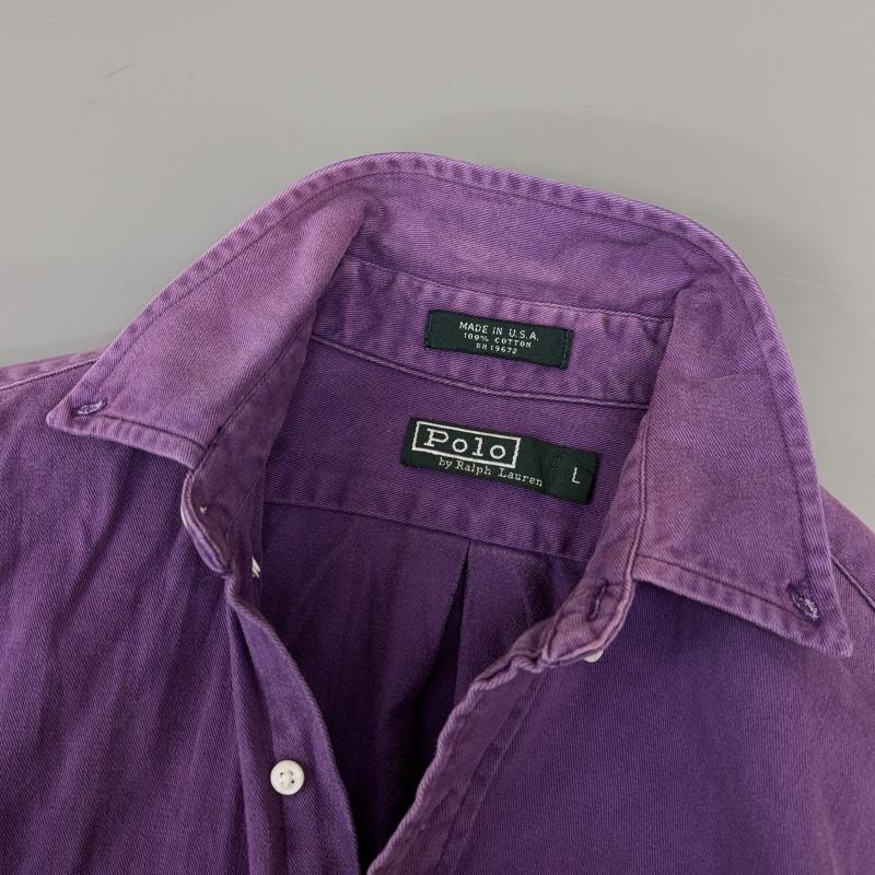 ポロバイラルフローレン Polo by RALPH LAUREN シャツ、ブラウス 長袖 80年代 ビンテージ USA製 緑タグ ボタンダウン シャツ 紫 パープル 80s L 紫 / パープル / purple メンズ USED 古着 中古 50146757