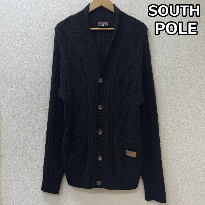 古着 USED カーディガン 長袖 SOUTH POLE サウスポール ショールカラー ケーブルニット カーディガン L 黒 / ブラック / black メンズ USED 古着 中古 50146760