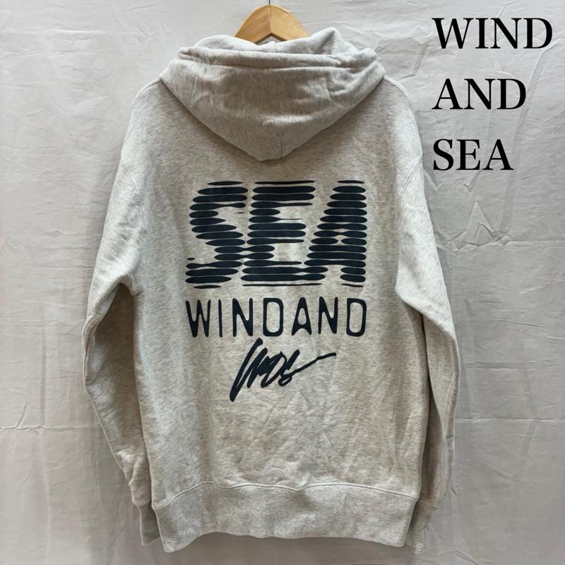 ウィンダンシー WIND AND SEA パーカー 長袖 LINE HALFTONE プルオーバー スウェット パーカー フーディー M ロゴ、文字 X プリント 灰 / グレー / gray メンズ USED 古着 中古 50146781