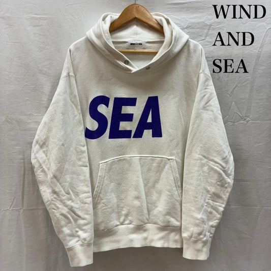 ウィンダンシー WIND AND SEA パーカー 長袖 プルオーバー スウェット パーカー フーディー M ロゴ、文字 X プリント 白 / ホワイト / white メンズ USED 古着 中古 50146782