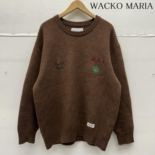 ワコマリア WACKO MARIA ニット、セーター 長袖 24SS HighTimes ロゴ 刺繍 クルーネック ニット L 茶 / ブラウン / brown メンズ USED 古着 中古 50146786
