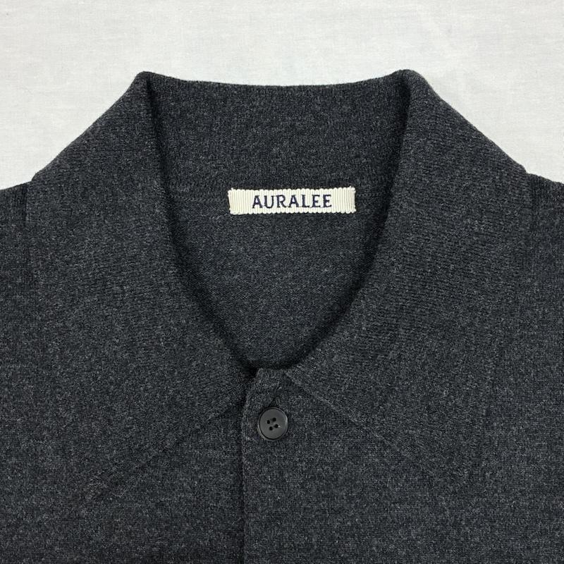 オーラリー AURALEE カーディガン 長袖 25AW HIGH TWIST WOOL KNIT SHIRT CARDIGAN ウール ニット シャツ カーディガン A25AC01CK 5 無地 ダークグレー / ダークグレー / X チャコールグレー / チャコールグレー / メンズ USED 古着 中古 50146809