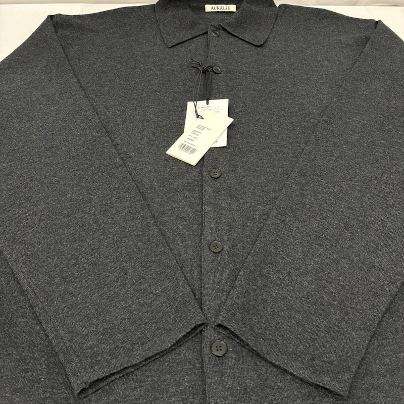 オーラリー AURALEE カーディガン 長袖 25AW HIGH TWIST WOOL KNIT SHIRT CARDIGAN ウール ニット シャツ カーディガン A25AC01CK 5 無地 ダークグレー / ダークグレー / X チャコールグレー / チャコールグレー / メンズ USED 古着 中古 50146809