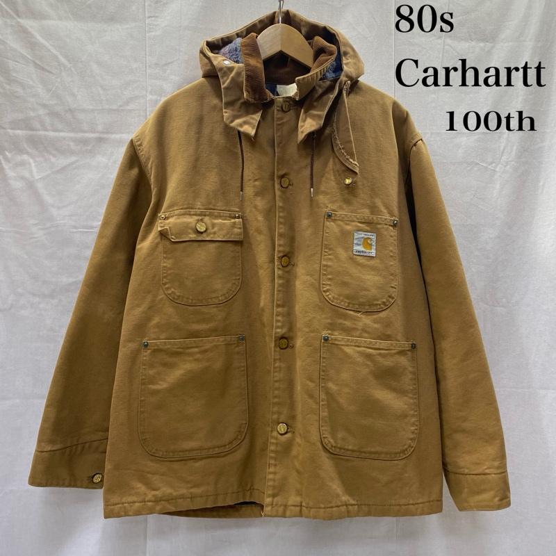 カーハート Carhartt ジャケット、上着 ジャンパー、ブルゾン 80 s carhartt Michigan Chore Coat 100th Anniversary フード付き 42 USA製 42 ワンポイント ベージュ / ベージュ / beige X 茶 / ブラウン / brown メンズ USED 古着 中古 50146819