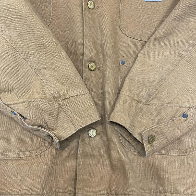 カーハート Carhartt ジャケット、上着 ジャンパー、ブルゾン 80 s carhartt Michigan Chore Coat 100th Anniversary フード付き 42 USA製 42 ワンポイント ベージュ / ベージュ / beige X 茶 / ブラウン / brown メンズ USED 古着 中古 50146819