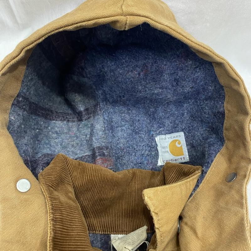 カーハート Carhartt ジャケット、上着 ジャンパー、ブルゾン 80 s carhartt Michigan Chore Coat 100th Anniversary フード付き 42 USA製 42 ワンポイント ベージュ / ベージュ / beige X 茶 / ブラウン / brown メンズ USED 古着 中古 50146819
